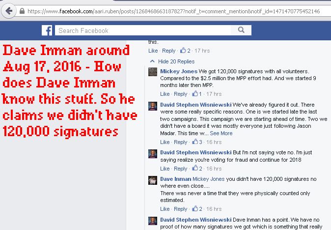 Dave Inman - they didn't get 120,000 signatures