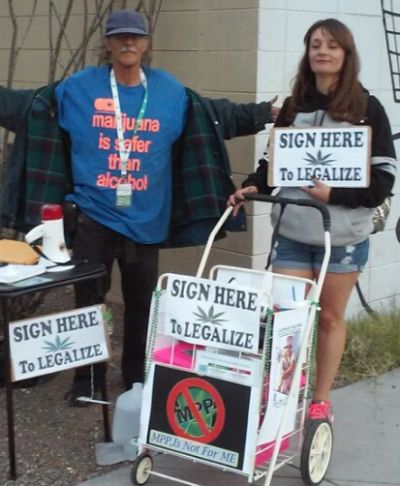 Collecting signatures to legalize marijuana at First Fridays in downtown Phoenix. May 6, 2016, Roosevelt & 2nd Street