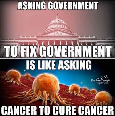 Asking government to fix government, is like asking cancer to cure cancer. And like cancer, government is an illness that eventually kills the organism that it infects.