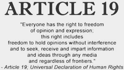 Jennifer White - Human Rights - Article 19 - She kicked me off several facebook groups because of my Libertarian views - Everyone has the right to freedom of opinion and expression; the right includes freedom to hold opinions without interference and to seek, receive and impart information and ideas through any media regardless of frontiers.