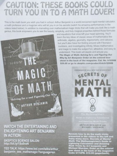 math is fun - Authur Benjaman - Secrets of mental math - The magic of math - Skeptics Magazine - Skeptic Magazine