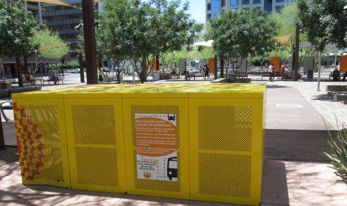 Valley Metro, Phoenix Police and City of Phoenix Public Transit Department say 4th Amendment against illegal searches is null and void in the city of Phoenix. Same goes for the 1st Amendment, it's also null and void in the city of Phoenix - bike lockers subject to search at any time 