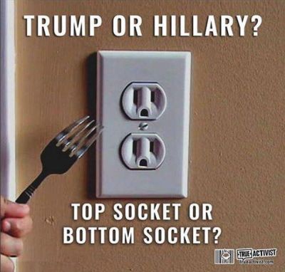 Donald Trump or Hillary Clinton for President. Top socket or the bottom socket.