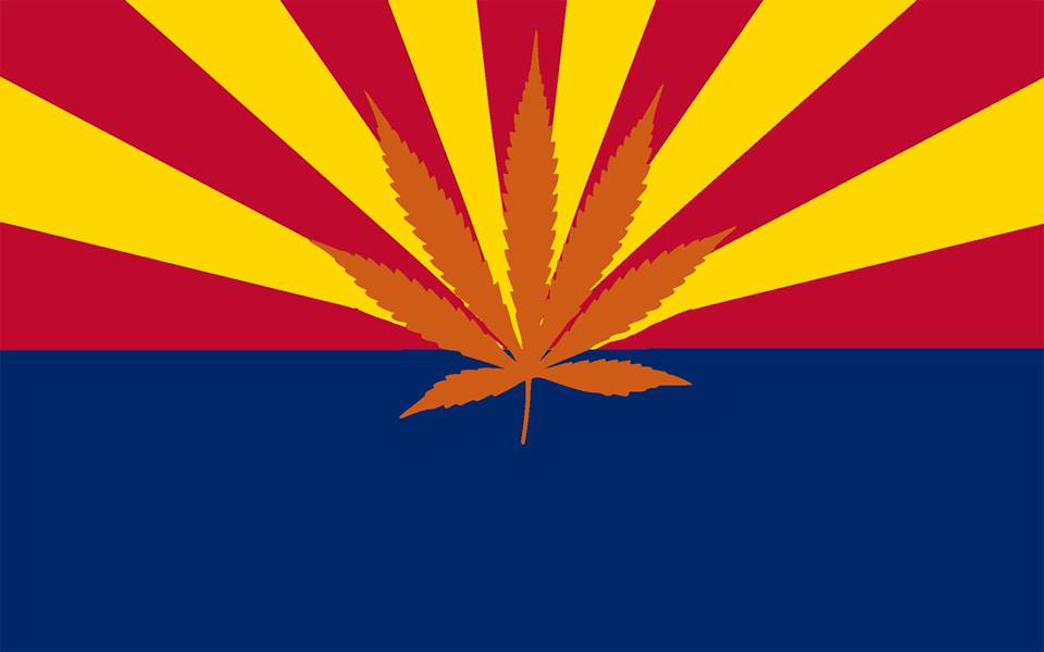 Arizona flag with marijuana leaf - Arizona State flag with marijuana leaf on it