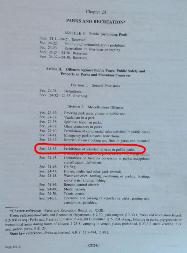Phoenix CC 24-43 - Phoenix City Code 24-43 - Phoenix illegally runs homeless people out of parks - imaginary laws the Phoenix Parks and Recreation Department uses to run people out of parks, Government tyrants in the city of Phoenix, Arizona - Phoenix Mayor Greg Stanton 